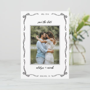 Schwarze und weiße skurrile kleine Bögen Save The Date