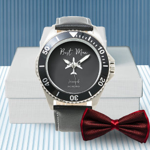 Schwarze und weiße stilvolle Groosman Trauzeuge Uh Armbanduhr
