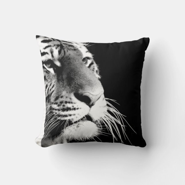 Schwarze und weiße Tiger Augen Wildtiere Kissen (Vorderseite)