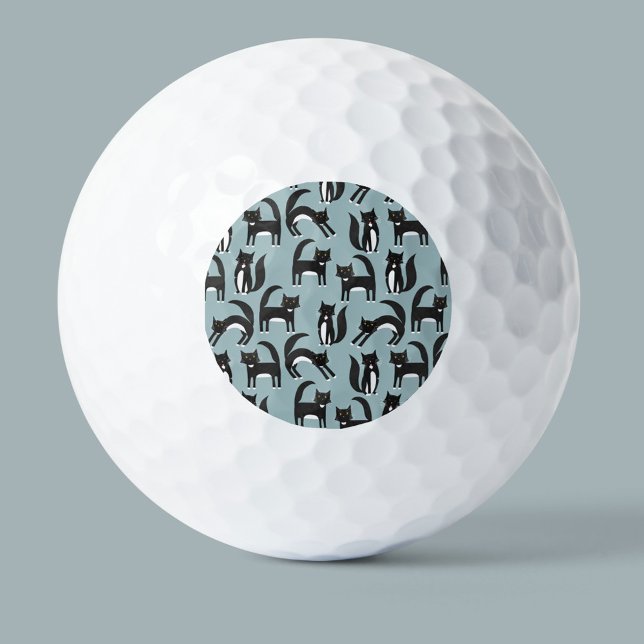 Schwarze und weiße Tuxedo Katzen Golfball (Von Creator hochgeladen)