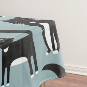 Schwarze und weiße Tuxedo-Katzen Tischdecke