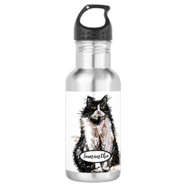 Schwarze und weiße Tuxedo Katzen Wasser Flasche Edelstahlflasche