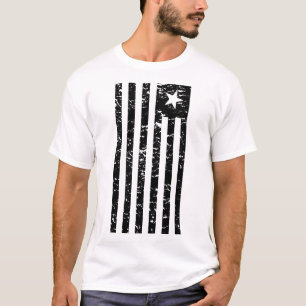 SCHWARZE UND WEISSE VERTEILTE PATRIOT FLAG T-Shirt