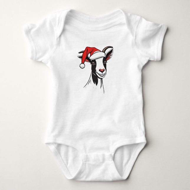 Schwarze und weiße Weihnachtsziege mit Weihnachtsm Baby Strampler (Vorderseite)