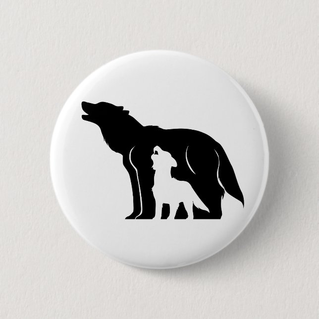 Schwarze und weiße Wölfe Button (Vorderseite)