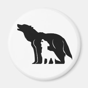 Schwarze und weiße Wölfe Magnet
