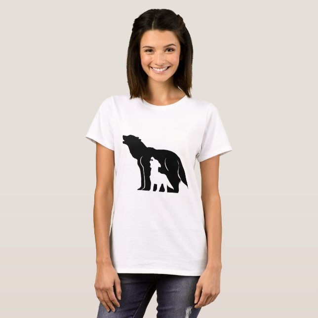 Schwarze und weiße Wölfe T-Shirt (Vorne ganz)