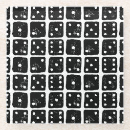 Schwarze und weiße Würfel 1-6 Rustikale Linocut Glasuntersetzer