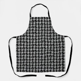Schwarze und weiße Würfel 1-6 Rustikale Linocut Schürze
