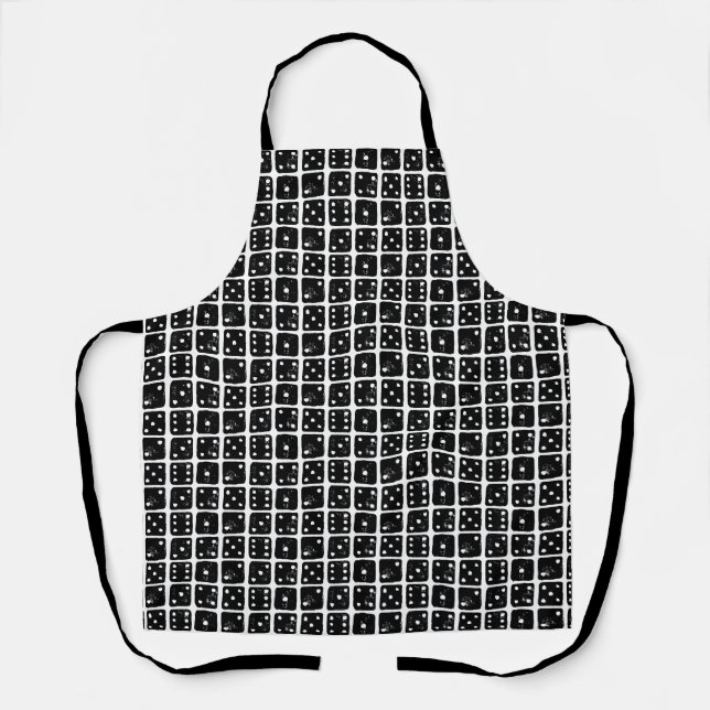 Schwarze und weiße Würfel 1-6 Rustikale Linocut Schürze (Vorderseite)