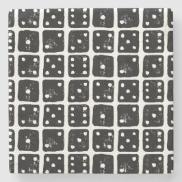 Schwarze und weiße Würfel 1-6 Rustikale Linocut Steinuntersetzer