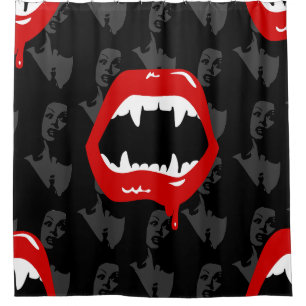 Schwarze Vampirzähne Duschvorhang