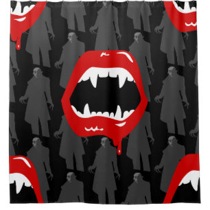 schwarze Vampirzähne Nosferatu gruselig schwarz Duschvorhang