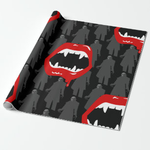 Schwarze Vampirzähne Nosferatu schwarz Geschenkpapier