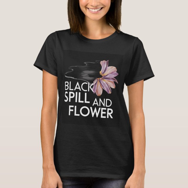 Schwarze Verschüttung und Blume T-Shirt (Vorderseite)