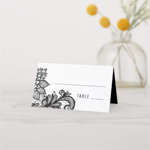 Schwarze Vintage Hochzeitssonne Platzkarte