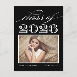 Schwarze Vintage Klasse 2025 Foto Abschluss Ankündigungspostkarte
