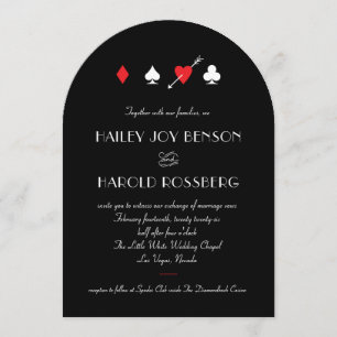 Schwarze Vintage-Las-Vegas-Casino-Hochzeit - Black Einladung