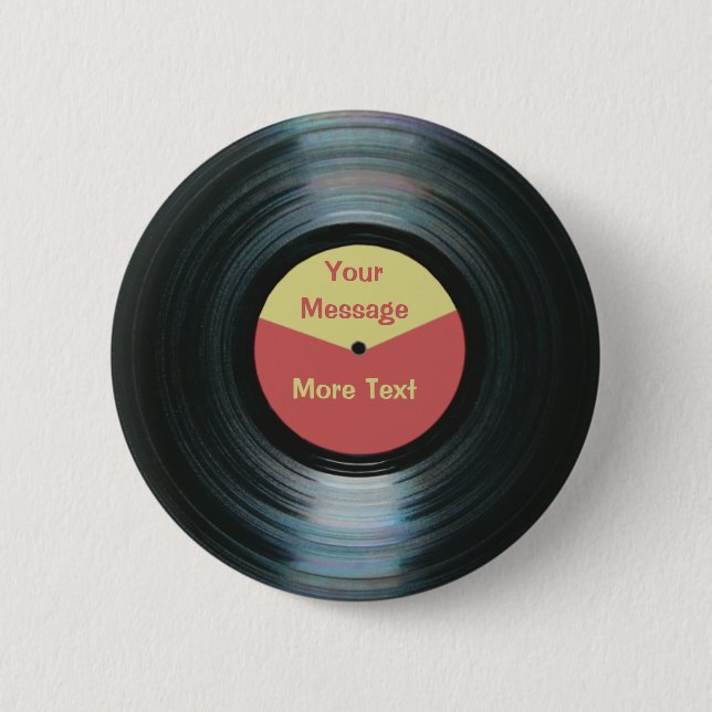Schwarze Vinylmusik-rote und gelbe Plattenfirma Button (Vorderseite)