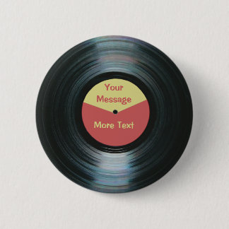 Schwarze Vinylmusik-rote und gelbe Plattenfirma Button