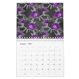 Schwarze violette Rosen silberne Blätter dunkler G Kalender