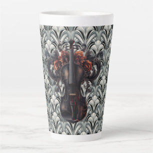 Schwarze Violine in Art Deco GMajor Keramik Latte Milchtasse