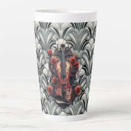 Schwarze Violine in Art Deco GMajor Keramik Latte Milchtasse