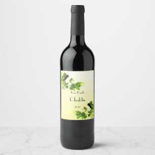 Schwarze Vögel auf gelbem weißer Wein-Aufkleber Weinetikett