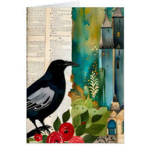 Schwarze Vogel Collage im Vintage-Stil leere Innen
