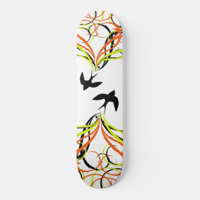 schwarze Vögel, die mitten in der Nacht singen Skateboard (Vorderseite)