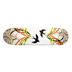 schwarze Vögel, die mitten in der Nacht singen Skateboard