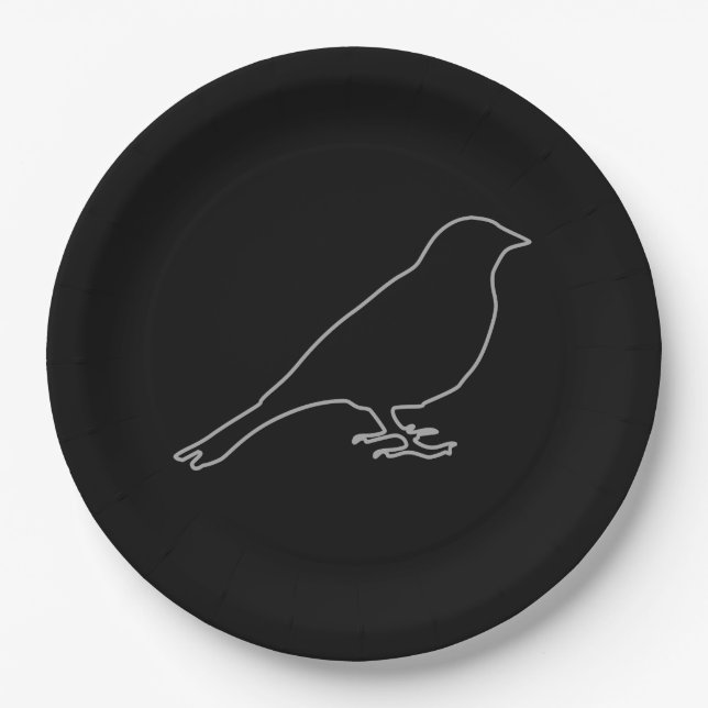 Schwarze Vogel-Papierteller Pappteller (Vorderseite)