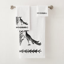 Schwarze Vögel & Schildkröten Badehandtuch Set