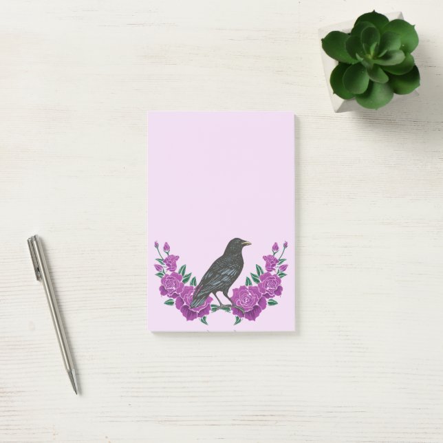 Schwarze Vogelarten - Rose Post-it Klebezettel (Büro)