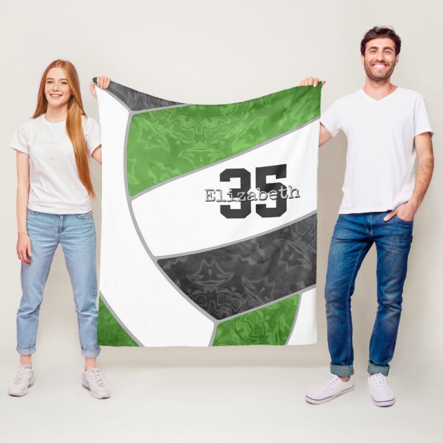 Schwarze Volleyballmädchen individuelle Name Fleecedecke (Beispiel)