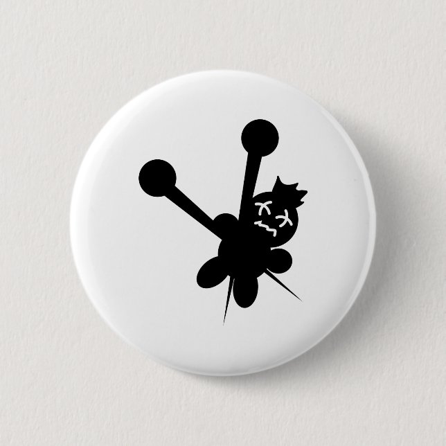 schwarze Voodoopuppen-Nadelfolterung Button (Vorderseite)