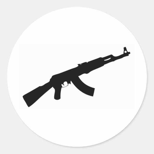Schwarze Waffe ak 47 Ikone Runder Aufkleber (Vorderseite)