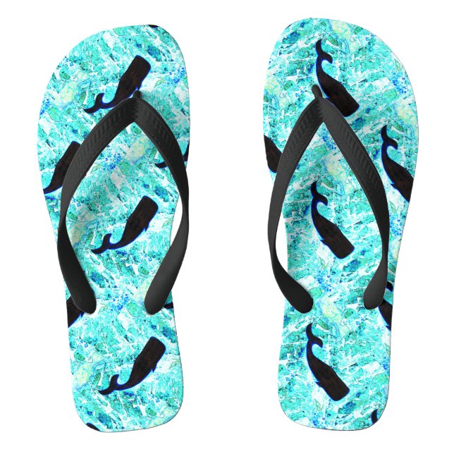 Schwarze Wale Blau Thunder_Cove Flip Flops (Fußbett)