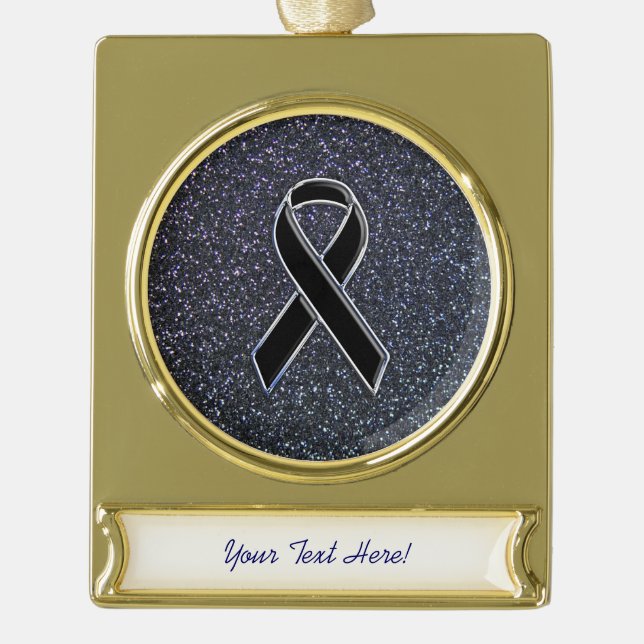 Schwarze Wandverkleidung Banner-Ornament Gold (Vorderseite)