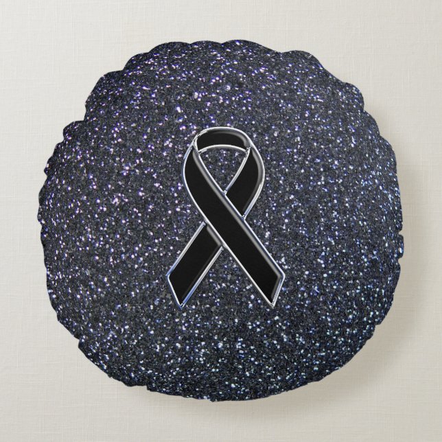 Schwarze Wandverkleidung Rundes Kissen (Vorderseite)