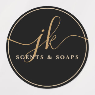 Schwarze, wasserdichte Logos für Monogramm Etiketten