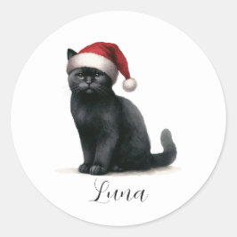 Schwarze Wasserfarbe in festlicher Weihnachtsmannm Runder Aufkleber