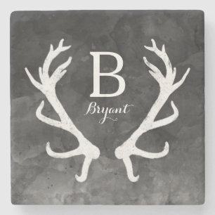 Schwarze Wasserfarbe und Rustikale Hirschgeflechte Steinuntersetzer