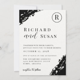Schwarze Wasserfarbenhochzeit Einladung
