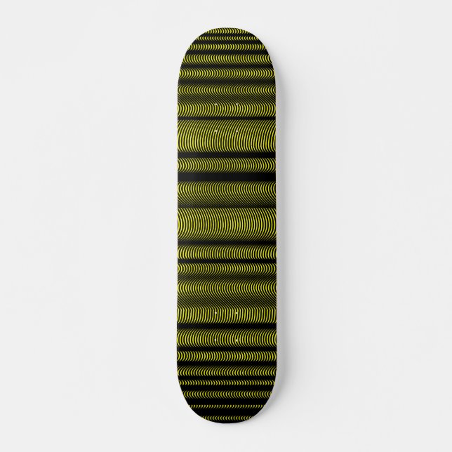 Schwarze Wavy Lines - auf gelb Skateboard (Vorne)