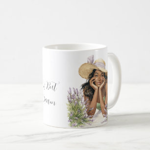 Schwarze Weibliche Lavendelblüten Leben ist Traum Kaffeetasse