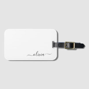 Schwarze, weibliche Schriftzug-Monogramm-Name mode Gepäckanhänger