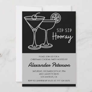 Schwarze Weihnachts-Cocktailparty-Cocktail Einladung