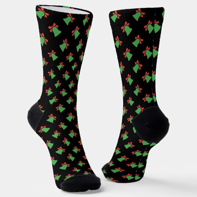 Schwarze Weihnachtsglocke Nahtloses Muster Socken (Gewinkelt)