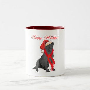 Schwarze Weihnachtsgrüße der Labrador Retriever Zweifarbige Tasse